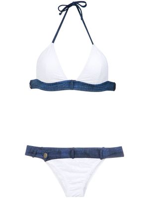 Amir Slama denim panels bikini set - Blanc