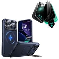 iPhone 17 Pro Bundle Cyber Tough Magnetic Case (Camera Control, Stash Stand) and Armorite Privacy Screen Protector - Navy Blue