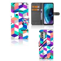 Motorola Moto G51 5G | Book Case | Blokken Kleurrijk | Portemonnee hoesje