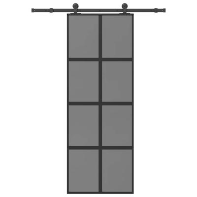 Schuifdeur met beslag 76x205 cm gehard glas en aluminium