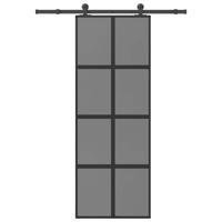 Schuifdeur met beslag 76x205 cm gehard glas en aluminium