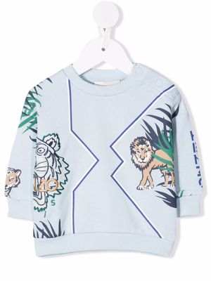 Kenzo Kids sweat à imprimé animalier - Bleu