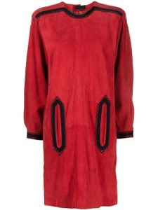 Saint Laurent Pre-Owned robe évasée en daim à design bicolore - Rouge