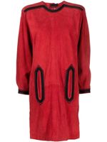 Saint Laurent Pre-Owned robe évasée en daim à design bicolore - Rouge - thumbnail