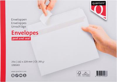 25 Witte zelfklevende enveloppen C5 162 x 229 mm