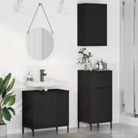 Badkamermeubelset 3 pcs Zwart 39.5 x 36 x 88 cm Bewerkt hout