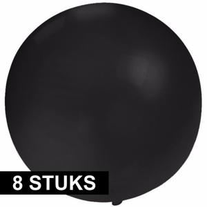 Grote ballonnen 60 cm - 8x - zwart - Feestartikelen/versiering - verjaardag