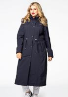 Yoek Raincoat waiststring long | Blauw | Maat 48