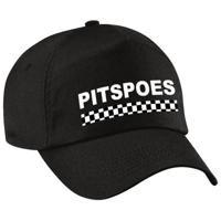 Pitspoes finish vlag verkleed petje - zwart - voor dames - Team baseball cap - carnaval / kostuum