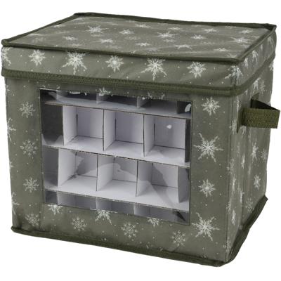 Kerstballen opbergbox - groen - 33,5 x 33,5 x 24,5 cm - opvouwbaar - polyester