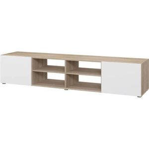 PILVI TV-standaard - Sonoma wit en eiken - L 185 x D 42 x H 31 cm