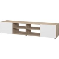 PILVI TV-standaard - Sonoma wit en eiken - L 185 x D 42 x H 31 cm