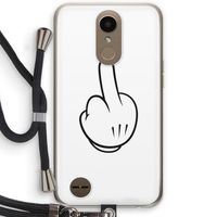 Middle finger white: LG K10 (2017) Transparant Hoesje met koord