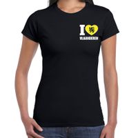 I love Vlaanderen t-shirt zwart op borst voor dames