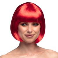 Verkleedpruik dames - rood - Cabaret/Hollywood/Diva - Carnaval - kort haar bobline