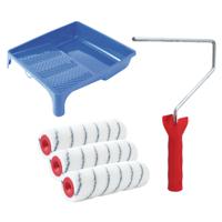 Sorex Verfrollers schilderen set - met beugel en verfbak - 3x anti spat rollers - breedte 25 cm