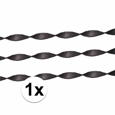 Crepe papier feest slingers/guirlande - 1x - 6 meter - zwart - feestversiering - uni kleuren