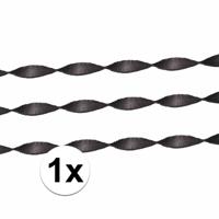 Crepe papier feest slingers/guirlande - 1x - 6 meter - zwart - feestversiering - uni kleuren