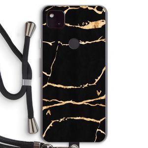 Gouden marmer: Pixel 4a 5G Transparant Hoesje met koord