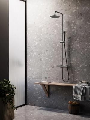 Regendouche set SaniClear Iron Pro | Opbouw | 20 cm | Thermostaatkraan | 2-weg | Rond | Verouderd ijzer - Gunmetal