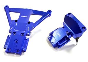 Integy Billet Machined Front & Rear Bulkhead, Blue - Traxxas Slash 4x4 (LCG)