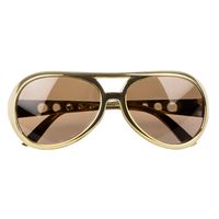 Boland Verkleed bril Elvis/rockster - goud - kunststof - thema accessoires   -