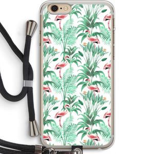 Flamingo bladeren: iPhone 6 PLUS / 6S PLUS Transparant Hoesje met koord