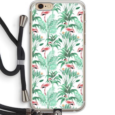 Flamingo bladeren: iPhone 6 PLUS / 6S PLUS Transparant Hoesje met koord