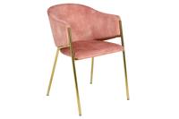 Stoel NOBLESSE met armleuningen fluweel roze gouden poten - 47583