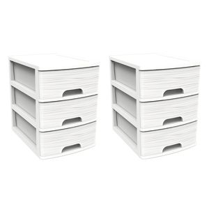 3x stuks ladenkast/bureau organizers wit A5 3x lades stapelbaar L27 x B36 x H35 cm