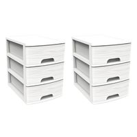 3x stuks ladenkast/bureau organizers wit A5 3x lades stapelbaar L27 x B36 x H35 cm - thumbnail