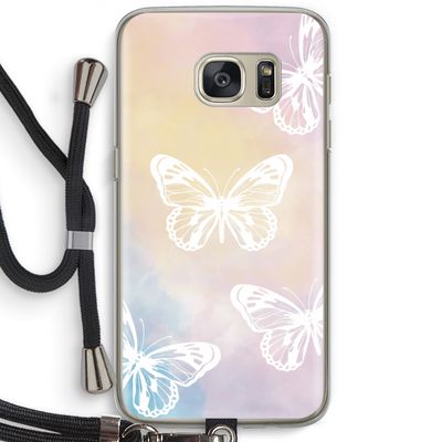 White butterfly: Samsung Galaxy S7 Transparant Hoesje met koord