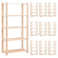 Opbergrekken 5-laags 10 st 80x38x170 cm grenenhout 250 kg