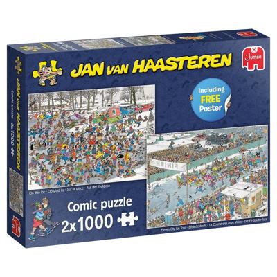 Jan van Haasteren Op Glad IJs & Elfstedentocht Puzzel 2x 1000 Stukjes