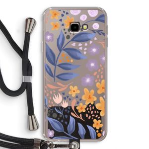 Flowers with blue leaves: Samsung Galaxy J4 Plus Transparant Hoesje met koord