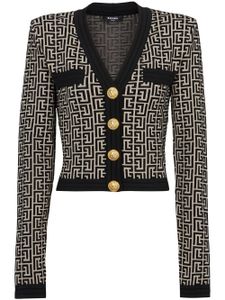 Balmain cardigan crop à motif monogrammé - Noir