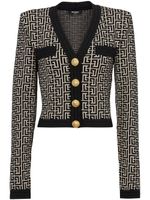 Balmain cardigan crop à motif monogrammé - Noir
