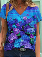 Floral Vacation Cotton Blends Short Sleeve T-Shirt - thumbnail