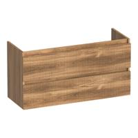 Brauer Joy Wavy - Onderkast Ondiep - 100 cm - met 2 Softclose Lades Greeploos en 1 Sifon Uitsparing - Honey