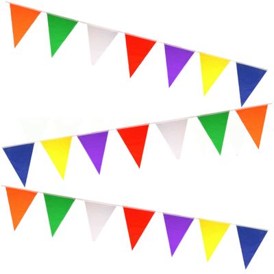 Vlaggenlijn gekleurd nylon 7 meter set van 3