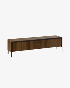 Kave Home Kave Home Dressoir Nadyria, Nadyria walnootfineer 3-deurs tv-meubel met zwarte afwerking staal, 180 x 50 cm (mtk0177)