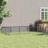 Hondenkennel 8 m² staal zilverkleurig