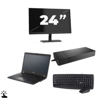 Fujitsu Lifebook U7410 - Intel Core i5-10e Generatie - 14 inch - Touch - 16GB RAM - 256GB SSD - Windows 11 Home + 1x 24 inch Monitor