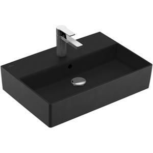 Villeroy & Boch Memento 2.0 wastafel onderzijde geslepen 60x42cm met overloop 1 kraangat ceramic+ ebony 4A226GS5 4A226GS5