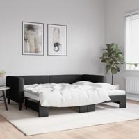Slaapbank met onderschuifbed 90x190 cm stof zwart