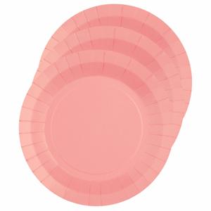 Feest gebaksbordjes - roze - 20x - karton - 17 cm - rond - kartonnen feestbordjes