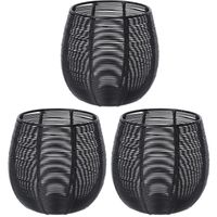 3x Theelichthouders/waxinelichthouders zwart metaaldraad 12 cm