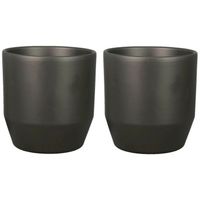 Set van 2x plantenpot/bloempot keramiek mat antraciet - D13,5/H13 cm