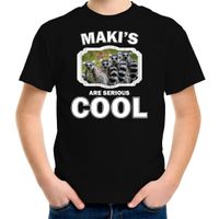 Dieren maki familie t-shirt zwart kinderen - makis are cool shirt jongens en meisjes XL (158-164)  -