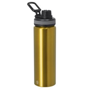 Waterfles/drinkfles sport bidon Fitmaster - goud - 800 ml - aluminium - schroefdop